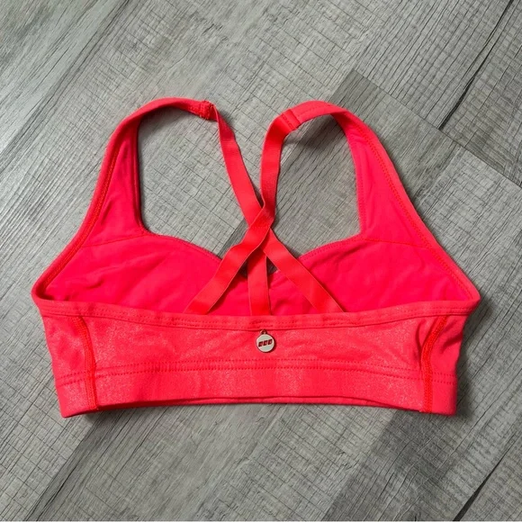 LORNA JANE LJ BLACK Premium Coral Pink Shimmer Sports Bra XS - Picture 4 of 9